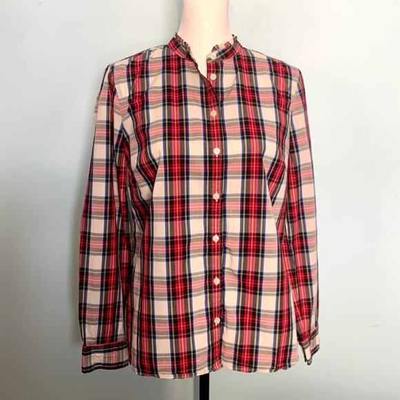 NWT J. Crew Factory Ruffle Tartan Plaid Button Down Size Medium - Picture 7 of 9